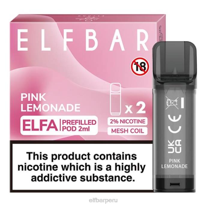 cápsula precargada elfbar elfa - 2 ml - 20 mg (paquete de 2) 06XD111 limonada rosa