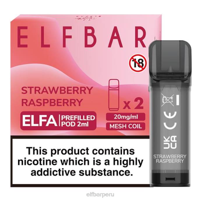 cápsula precargada elfbar elfa - 2 ml - 20 mg (paquete de 2) 06XD112 frambuesa fresa