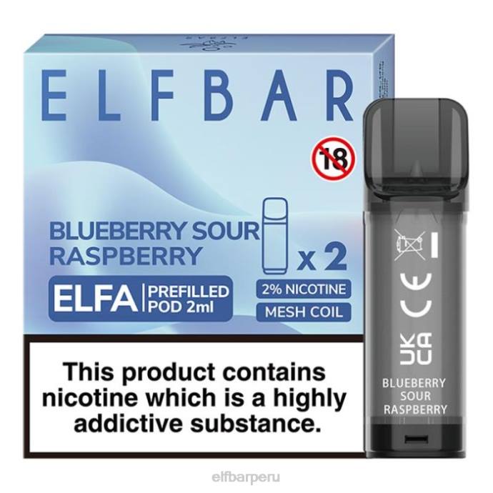 cápsula precargada elfbar elfa - 2 ml - 20 mg (paquete de 2) 06XD114 arándano frambuesa agria