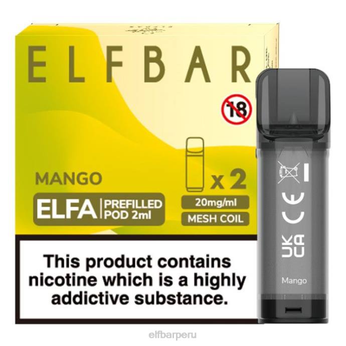 cápsula precargada elfbar elfa - 2 ml - 20 mg (paquete de 2) 06XD118 mango