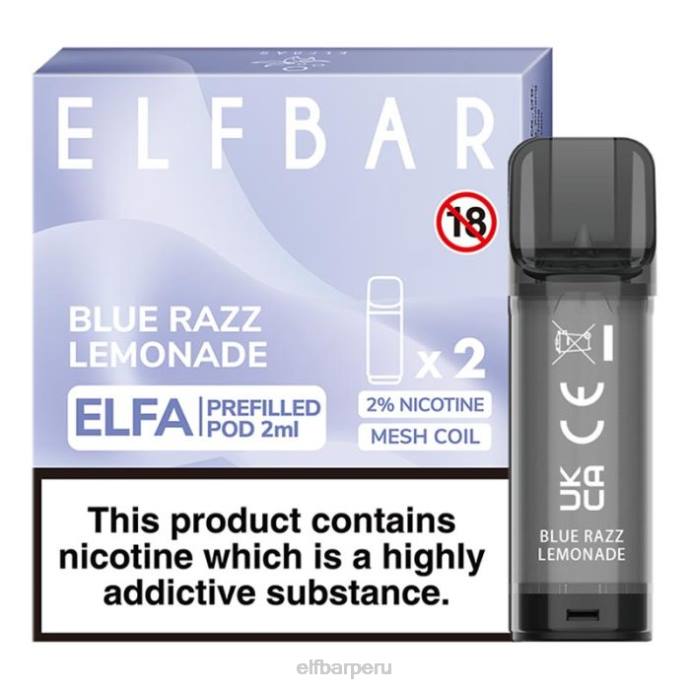 cápsula precargada elfbar elfa - 2 ml - 20 mg (paquete de 2) 06XD119 limonada azul razz