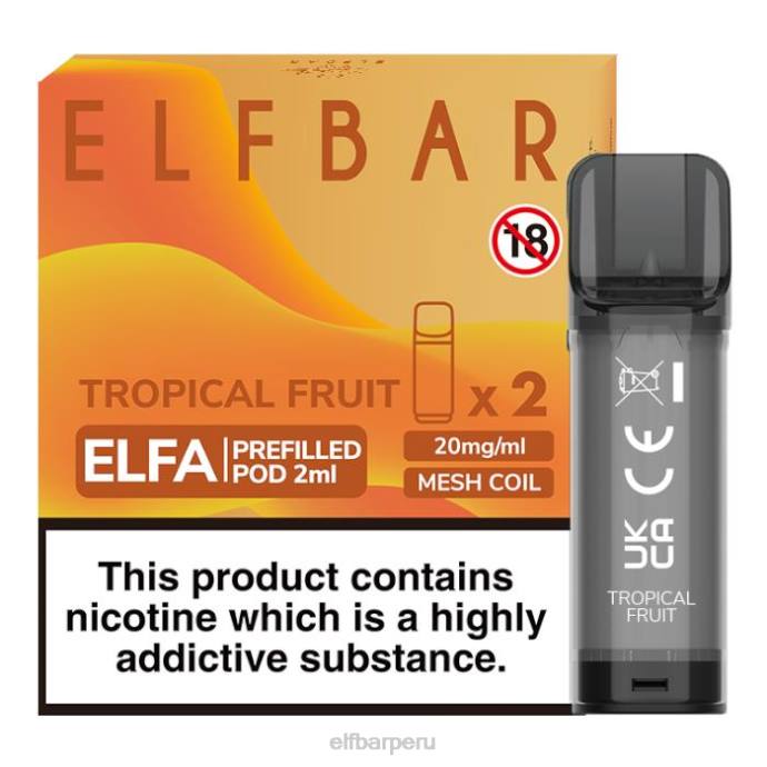 cápsula precargada elfbar elfa - 2 ml - 20 mg (paquete de 2) 06XD120 fruta tropical