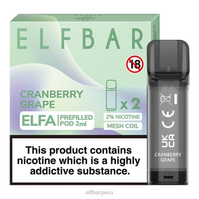 cápsula precargada elfbar elfa - 2 ml - 20 mg (paquete de 2) 06XD127 uva de arándano