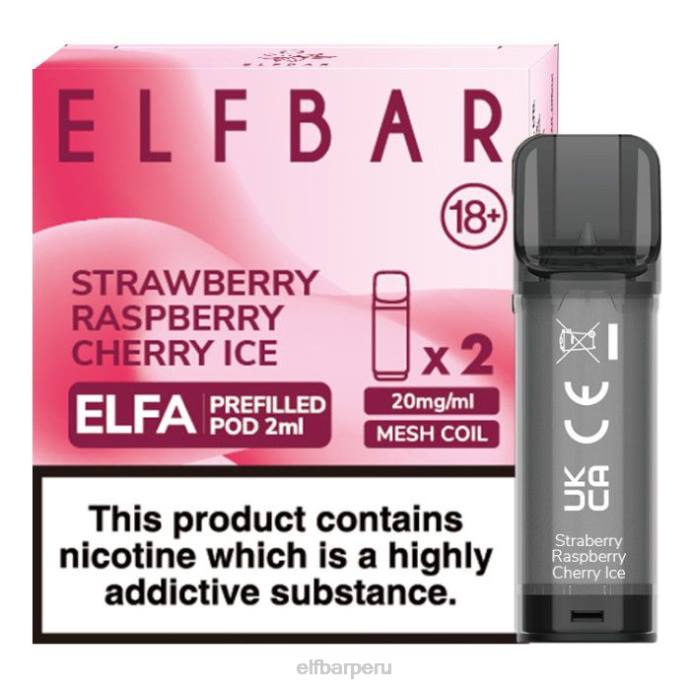cápsula precargada elfbar elfa - 2 ml - 20 mg (paquete de 2) 06XD129 fresa frambuesa cereza hielo