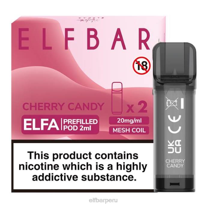 cápsula precargada elfbar elfa - 2 ml - 20 mg (paquete de 2) 06XD131 caramelo de cereza