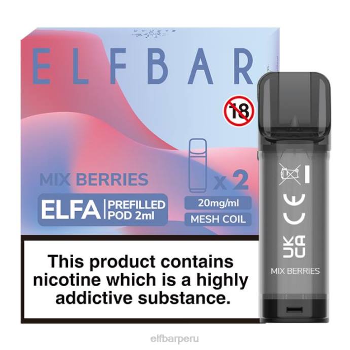 cápsula precargada elfbar elfa - 2 ml - 20 mg (paquete de 2) 06XD132 mezclar bayas