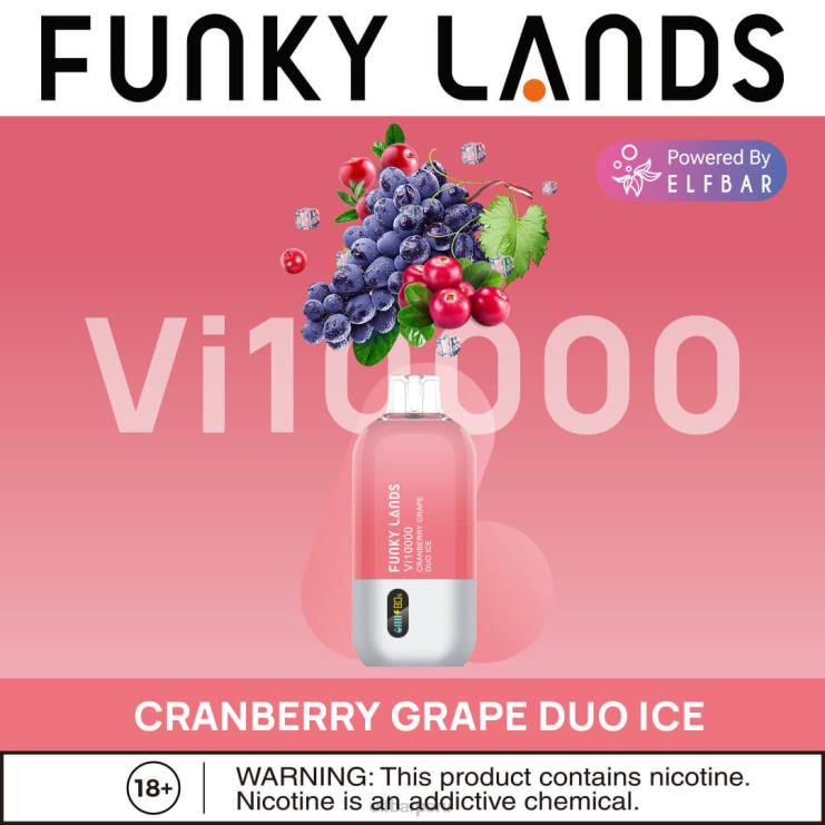6DJVV165 ELFBAR Funky Lands desechables vape vi10000 bocanadas hielo dúo de uva y arándano