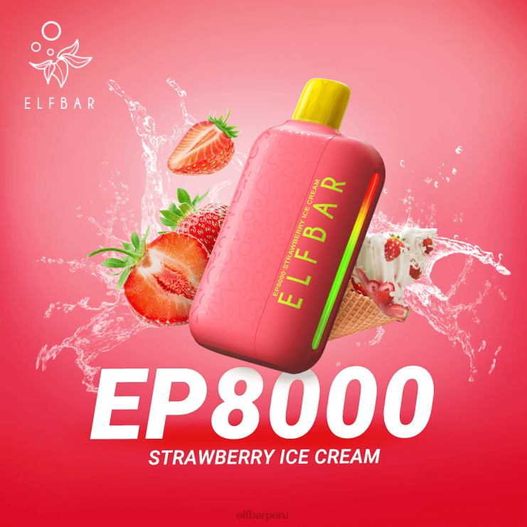 6DJVV75 ELFBAR vape desechable nuevos soplos ep8000 helado de fresa